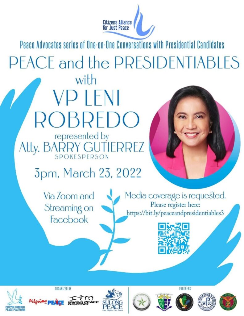 Peace and Presidentiables Leni Robredo